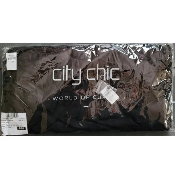 NWT City Chic Blair Black Sheer Pleated Dress 20 - Picture 9 of 12